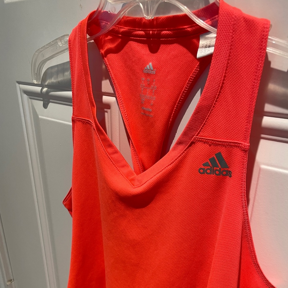 Adidas ClimaLite Neon Coral Orange Twist Back Racerback Active Tank Size Small - Picture 9 of 10